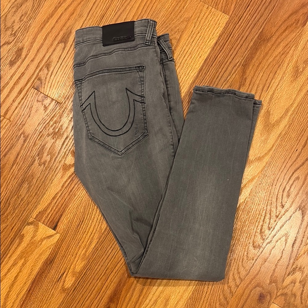 True Religion Gray Skinny Jeans with Classic Denim Texture